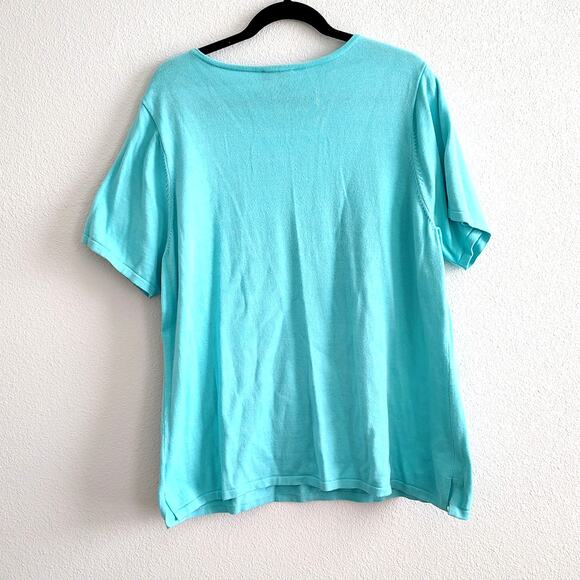 Quacker Factory Plus Size 1X Blue Sequin Popsicle Shirt Top Blouse Whimsy Vacay - Picture 4 of 7